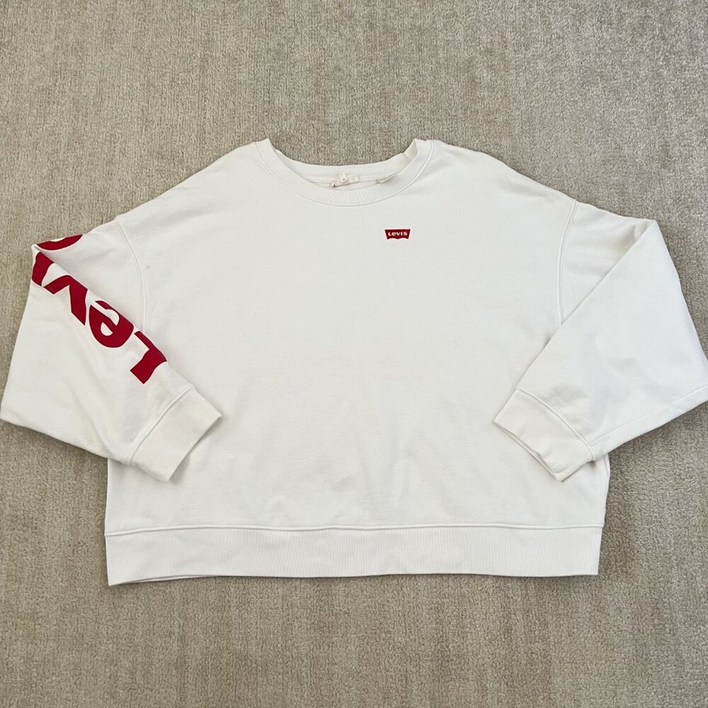 Levi’s Long Sleeve Sweatshirt XL White Red Spellout